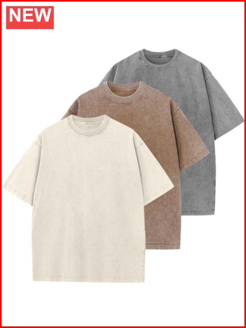 Heavy Cotton Oversized Short Sleeve Crew Neck T-Shirt Loose Fit Casual Tee
